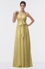 ColsBM Allie Gold Modest A-line Backless Floor Length Pleated Bridesmaid Dresses
