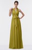 ColsBM Allie Golden Olive Modest A-line Backless Floor Length Pleated Bridesmaid Dresses