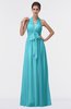 ColsBM Allie Turquoise Modest A-line Backless Floor Length Pleated Bridesmaid Dresses