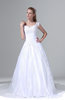 ColsBM Alyssa Cloud White Glamorous Garden Scalloped Edge Sleeveless Lace up Chapel Train Bridal Gowns