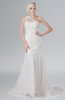 ColsBM Athena Cream Plain Outdoor A-line One Shoulder Sleeveless Brush Train Lace Bridal Gowns