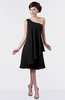 ColsBM Mallory Black Cute One Shoulder Zipper Knee Length Rhinestone Plus Size Bridesmaid Dresses