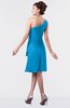 ColsBM Mallory Cornflower Blue Cute One Shoulder Zipper Knee Length Rhinestone Plus Size Bridesmaid Dresses