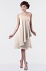 ColsBM Mallory Cream Pink Cute One Shoulder Zipper Knee Length Rhinestone Plus Size Bridesmaid Dresses