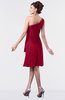 ColsBM Mallory Dark Red Cute One Shoulder Zipper Knee Length Rhinestone Plus Size Bridesmaid Dresses