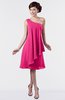 ColsBM Mallory Fandango Pink Cute One Shoulder Zipper Knee Length Rhinestone Plus Size Bridesmaid Dresses