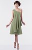 ColsBM Mallory Moss Green Cute One Shoulder Zipper Knee Length Rhinestone Plus Size Bridesmaid Dresses