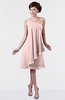 ColsBM Mallory Pastel Pink Cute One Shoulder Zipper Knee Length Rhinestone Plus Size Bridesmaid Dresses