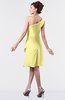 ColsBM Mallory Pastel Yellow Cute One Shoulder Zipper Knee Length Rhinestone Plus Size Bridesmaid Dresses