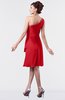 ColsBM Mallory Red Cute One Shoulder Zipper Knee Length Rhinestone Plus Size Bridesmaid Dresses