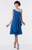 ColsBM Mallory Royal Blue Cute One Shoulder Zipper Knee Length Rhinestone Plus Size Bridesmaid Dresses