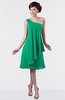 ColsBM Mallory Sea Green Cute One Shoulder Zipper Knee Length Rhinestone Plus Size Bridesmaid Dresses