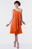 ColsBM Mallory Tangerine Cute One Shoulder Zipper Knee Length Rhinestone Plus Size Bridesmaid Dresses