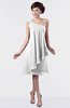 ColsBM Mallory White Cute One Shoulder Zipper Knee Length Rhinestone Plus Size Bridesmaid Dresses