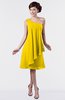 ColsBM Mallory Yellow Cute One Shoulder Zipper Knee Length Rhinestone Plus Size Bridesmaid Dresses