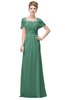 ColsBM Luna Beryl Green Casual A-line Square Short Sleeve Floor Length Plus Size Bridesmaid Dresses