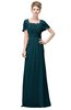 ColsBM Luna Blue Green Casual A-line Square Short Sleeve Floor Length Plus Size Bridesmaid Dresses
