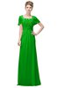ColsBM Luna Classic Green Casual A-line Square Short Sleeve Floor Length Plus Size Bridesmaid Dresses