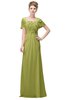 ColsBM Luna Linden Green Casual A-line Square Short Sleeve Floor Length Plus Size Bridesmaid Dresses