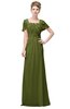 ColsBM Luna Olive Green Casual A-line Square Short Sleeve Floor Length Plus Size Bridesmaid Dresses