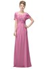 ColsBM Luna Pink Casual A-line Square Short Sleeve Floor Length Plus Size Bridesmaid Dresses