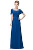 ColsBM Luna Royal Blue Casual A-line Square Short Sleeve Floor Length Plus Size Bridesmaid Dresses