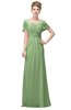ColsBM Luna Sage Green Casual A-line Square Short Sleeve Floor Length Plus Size Bridesmaid Dresses