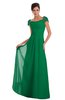 ColsBM Carlee Green Elegant A-line Wide Square Short Sleeve Appliques Bridesmaid Dresses