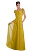 ColsBM Carlee Lemon Curry Elegant A-line Wide Square Short Sleeve Appliques Bridesmaid Dresses