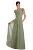 ColsBM Carlee Moss Green Elegant A-line Wide Square Short Sleeve Appliques Bridesmaid Dresses