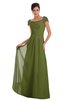 ColsBM Carlee Olive Green Elegant A-line Wide Square Short Sleeve Appliques Bridesmaid Dresses