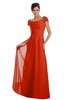 ColsBM Carlee Persimmon Elegant A-line Wide Square Short Sleeve Appliques Bridesmaid Dresses