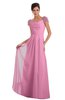 ColsBM Carlee Pink Elegant A-line Wide Square Short Sleeve Appliques Bridesmaid Dresses