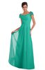 ColsBM Carlee Viridian Green Elegant A-line Wide Square Short Sleeve Appliques Bridesmaid Dresses