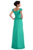 ColsBM Carlee Viridian Green Elegant A-line Wide Square Short Sleeve Appliques Bridesmaid Dresses