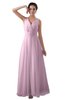 ColsBM Kalani Baby Pink Modern A-line V-neck Zipper Floor Length Plus Size Bridesmaid Dresses