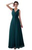 ColsBM Kalani Blue Green Modern A-line V-neck Zipper Floor Length Plus Size Bridesmaid Dresses