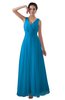 ColsBM Kalani Cornflower Blue Modern A-line V-neck Zipper Floor Length Plus Size Bridesmaid Dresses