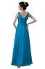 ColsBM Kalani Cornflower Blue Modern A-line V-neck Zipper Floor Length Plus Size Bridesmaid Dresses