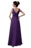 ColsBM Kalani Dark Purple Modern A-line V-neck Zipper Floor Length Plus Size Bridesmaid Dresses