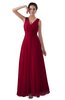 ColsBM Kalani Dark Red Modern A-line V-neck Zipper Floor Length Plus Size Bridesmaid Dresses