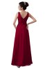 ColsBM Kalani Dark Red Modern A-line V-neck Zipper Floor Length Plus Size Bridesmaid Dresses