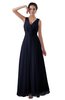 ColsBM Kalani Dark Sapphire Modern A-line V-neck Zipper Floor Length Plus Size Bridesmaid Dresses