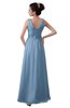 ColsBM Kalani Dusty Blue Modern A-line V-neck Zipper Floor Length Plus Size Bridesmaid Dresses