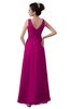 ColsBM Kalani Hot Pink Modern A-line V-neck Zipper Floor Length Plus Size Bridesmaid Dresses