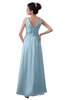 ColsBM Kalani Ice Blue Modern A-line V-neck Zipper Floor Length Plus Size Bridesmaid Dresses