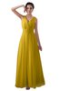ColsBM Kalani Lemon Curry Modern A-line V-neck Zipper Floor Length Plus Size Bridesmaid Dresses