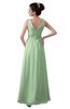 ColsBM Kalani Light Green Modern A-line V-neck Zipper Floor Length Plus Size Bridesmaid Dresses
