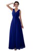 ColsBM Kalani Nautical Blue Modern A-line V-neck Zipper Floor Length Plus Size Bridesmaid Dresses