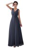 ColsBM Kalani Nightshadow Blue Modern A-line V-neck Zipper Floor Length Plus Size Bridesmaid Dresses